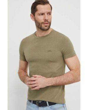 Calvin Klein t-shirt męski kolor zielony gładki