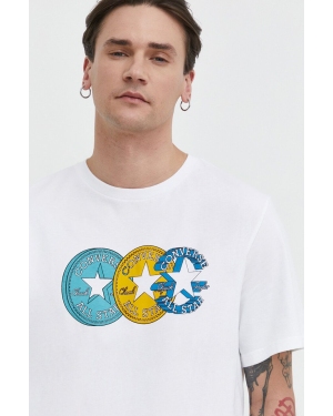 Converse t-shirt bawełniany męski kolor beżowy z nadrukiem
