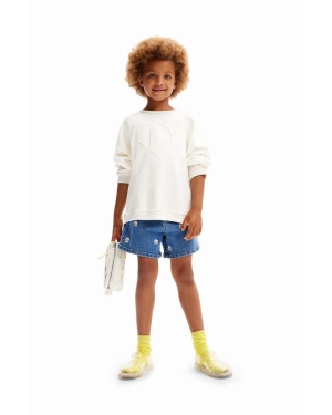 Desigual bluza bawełniana dziecięca kolor biały z aplikacją