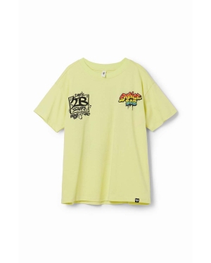 Desigual t-shirt bawełniany dziecięcy kolor żółty z nadrukiem