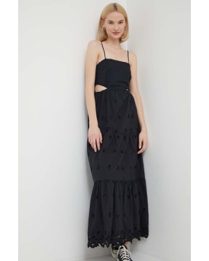 Desigual sukienka bawełniana MALVER kolor czarny maxi rozkloszowana 24SWVW12
