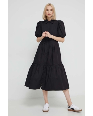 Desigual sukienka bawełniana CALGARY kolor czarny midi rozkloszowana 24SWVW35