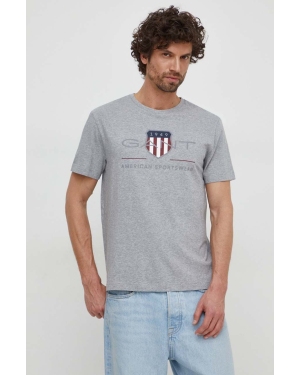 Gant t-shirt bawełniany kolor szary z nadrukiem