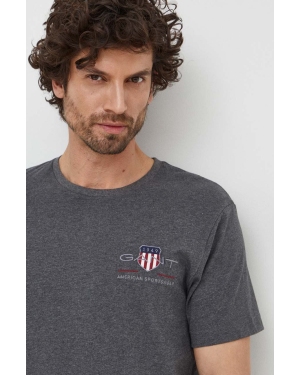 Gant t-shirt bawełniany kolor szary z aplikacją