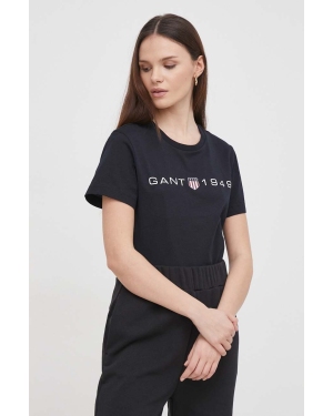 Gant t-shirt bawełniany damski kolor czarny