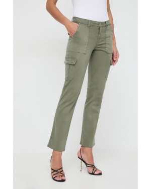 Guess spodnie damskie kolor zielony proste high waist W4RB59 W93CL