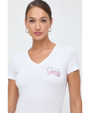Guess t-shirt HADED GLITTERY damski kolor biały W4RI55 J1314