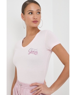 Guess t-shirt HADED GLITTERY damski kolor różowy W4RI55 J1314