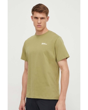 Jack Wolfskin t-shirt bawełniany męski kolor zielony gładki