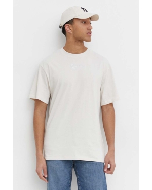 Karl Kani t-shirt bawełniany męski kolor beżowy gładki