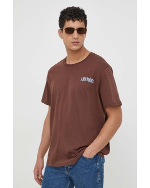 Les Deux t-shirt bawełniany kolor brązowy z nadrukiem