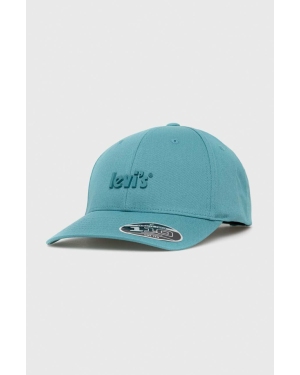 Levi's czapka z daszkiem kolor turkusowy z aplikacją