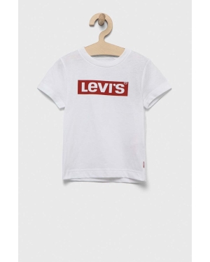 Levi's t-shirt bawełniany dziecięcy kolor biały z nadrukiem