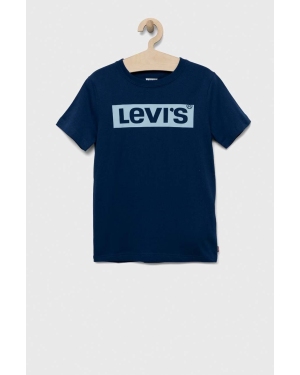 Levi's t-shirt bawełniany dziecięcy kolor granatowy z nadrukiem