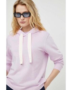 Marc O'Polo bluza bawełniana damska kolor różowy z kapturem gładka