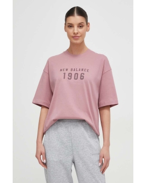 New Balance t-shirt bawełniany WT41519RSE damski kolor różowy
