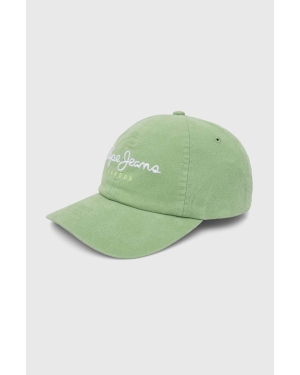 Pepe Jeans czapka z daszkiem bawełniana dziecięca ONI kolor zielony z aplikacją
