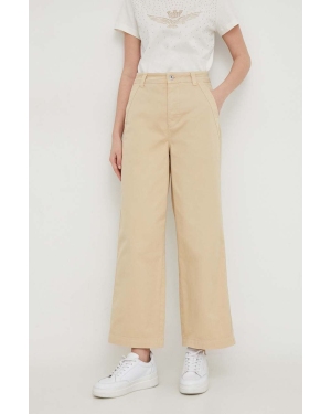 Pepe Jeans spodnie Tasha damskie kolor beżowy proste high waist