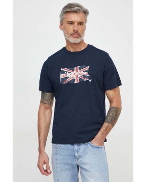 Pepe Jeans t-shirt bawełniany Clag męski kolor granatowy z nadrukiem