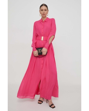 Pinko sukienka kolor różowy maxi rozkloszowana 102965.A1JZ