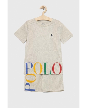 Polo Ralph Lauren piżama dziecięca kolor beżowy z nadrukiem