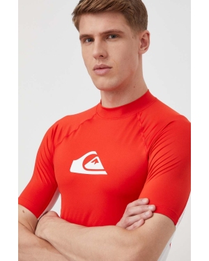 Quiksilver t-shirt męski kolor czerwony z nadrukiem T-SHIRT DO PŁYWANIA
