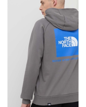 The North Face bluza bawełniana męska kolor szary z kapturem z nadrukiem NF0A2ZWU0UZ1