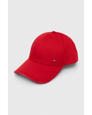 Tommy Hilfiger czapka z daszkiem bawełniana kolor czerwony gładka AM0AM12035