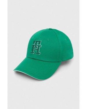 Tommy Hilfiger czapka z daszkiem bawełniana kolor zielony z aplikacją AW0AW16177