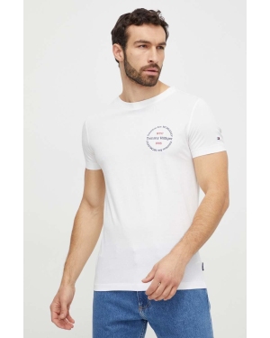 Tommy Hilfiger t-shirt bawełniany męski kolor beżowy z nadrukiem MW0MW34390