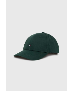 Tommy Hilfiger czapka z daszkiem bawełniana kolor zielony gładka AM0AM11478