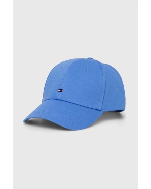 Tommy Hilfiger czapka z daszkiem bawełniana kolor niebieski gładka AM0AM11478