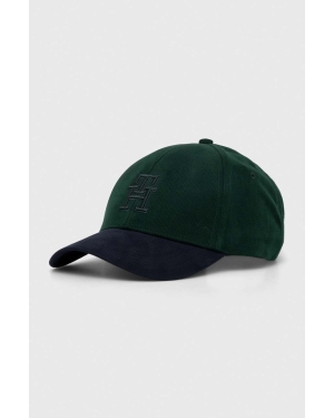 Tommy Hilfiger czapka z daszkiem bawełniana kolor zielony wzorzysta AM0AM12301
