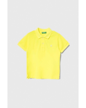 United Colors of Benetton polo bawełniane dziecięce kolor żółty z aplikacją