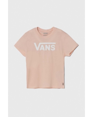 Vans t-shirt bawełniany dziecięcy GR FLYING V CREW GIRLS kolor różowy