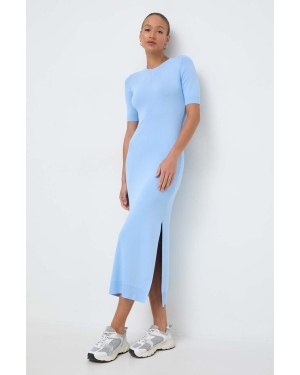 Armani Exchange sukienka kolor niebieski maxi prosta