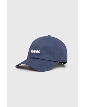 G-Star Raw czapka z daszkiem bawełniana kolor niebieski z aplikacją
