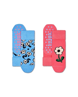 Happy Socks skarpetki dziecięce Kids Flower Anti-Slip Socks 2-pack kolor różowy