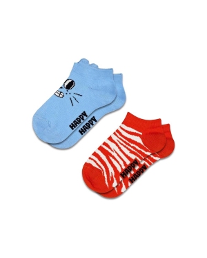 Happy Socks skarpetki dziecięce Kids Low Cat Socks 2-pack kolor niebieski