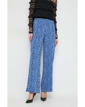 Marella spodnie damskie kolor niebieski szerokie high waist