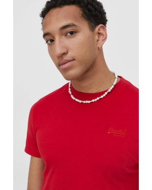 Superdry t-shirt bawełniany męski kolor czerwony gładki