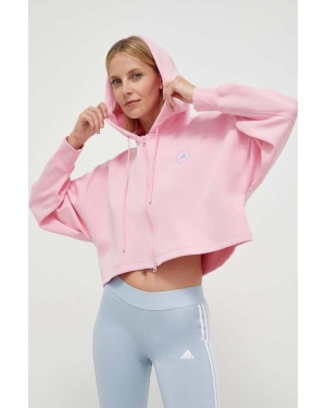 adidas by Stella McCartney bluza dresowa kolor różowy z kapturem z nadrukiem