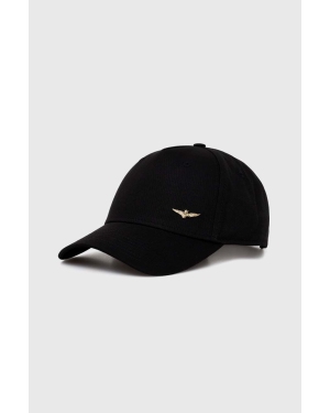 Aeronautica Militare czapka z daszkiem bawełniana kolor czarny gładka