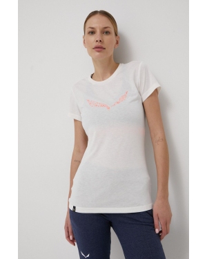 Salewa t-shirt sportowy Solid Dry kolor biały 00-0000027019