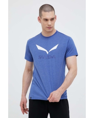 Salewa t-shirt sportowy kolor niebieski z nadrukiem
