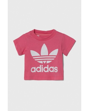 adidas Originals t-shirt bawełniany niemowlęcy TREFOIL TEE kolor różowy