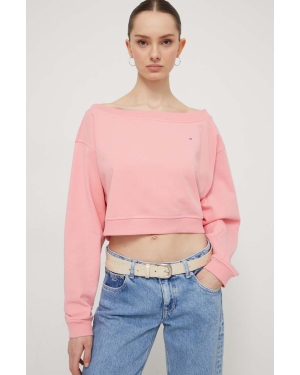 Tommy Jeans bluza damska kolor różowy gładka
