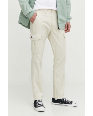 Tommy Jeans spodnie męskie kolor beżowy dopasowane