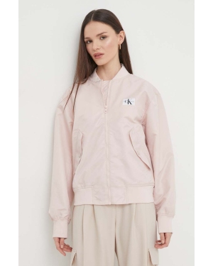 Calvin Klein Jeans kurtka bomber damski kolor różowy przejściowa