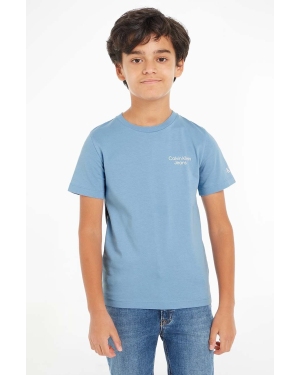 Calvin Klein Jeans t-shirt bawełniany dziecięcy kolor niebieski gładki